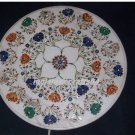 23" Marble Table Top Inlay Semi Precious Stone Work For Home Decor