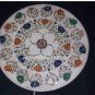 23" Marble Table Top Inlay Semi Precious Stone Work For Home Decor
