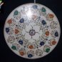 23" Marble Table Top Inlay Semi Precious Stone Work For Home Decor