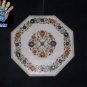 15" White Marble Inlay Table Top Handmade Home Decor & Garden