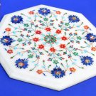 15" White Marble Inlay Table Top for Home Decor & Garden