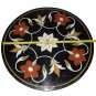 24" Black Marble Round Coffee Table Top Inlay Work