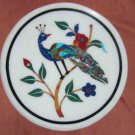 12" Marble Table Top Pietra dura Peacock Design Inlay Home Decor