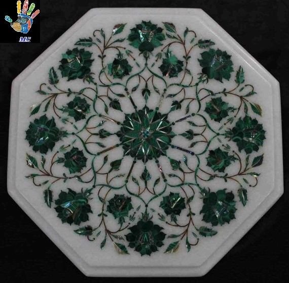 12"  Side End Table Top Pietra Dura Handmade Art For Home Decor.