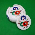 White Marble Tea Coaster Set Handmade Inlay Art Christmas Gifts & Home Decor.