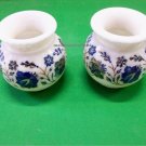 White Marble Flower Pot Lapis Inlay Work for Home Decoration & Christmas Gift.