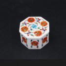 Marble Jewelry Box Inlay Art Pietra dura White Stone Handicrafts & Home Decor