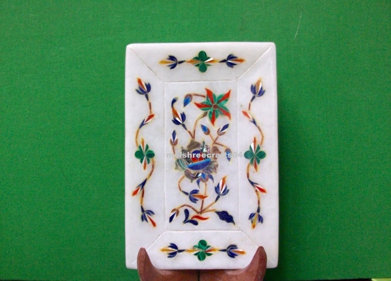 Marble Serving Inlay Tray Plate Multi Inlay Gems Mosaic Home & Kitchen Decor.