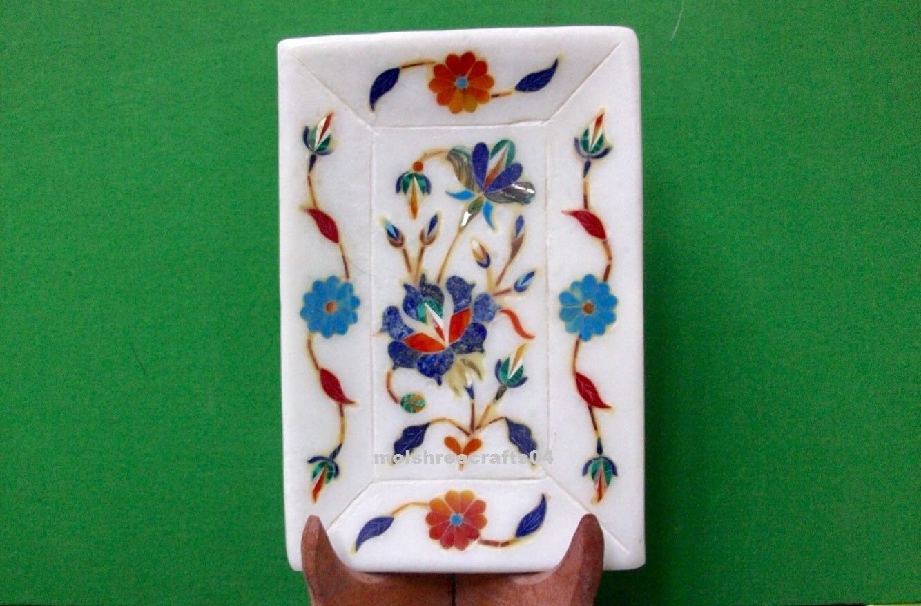 Marble Inlay Tray Semi precious Stone Handmade Home Decor & Christmas Gifts.