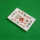 Marble White Inlay Tray Plate Marquetry Stone Handmade Home Decor Gifts.