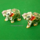 3" Marble Elephant Sculpture Hand Painted Handmade Arts & Crafts For Home Decor.