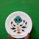Marble Inlay white stone plate Pietra Dura Handicraft Decor for Christmas gift.