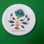 Marble Inlay white stone plate Pietra Dura Handicraft Decor for Christmas gift.