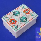 Marble Inlay Jewelry Box Pietra Dura Handmade Home Decor for Christmas Gift