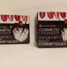 2pk, Cosmetic Organizers. Clear Acrylic. Heart & Flower Shaped. NIB Brush Holder