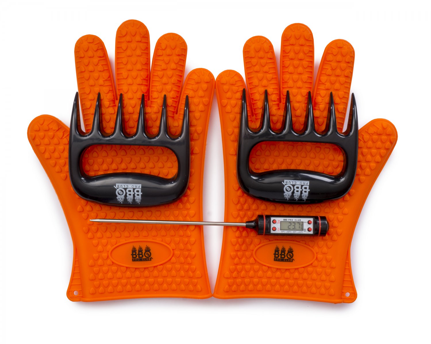 Heat-Resistant Gloves, Meat Claws, Instant-Read Thermometer Gift Set