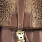 CHARLIE LAPSON TAN CROC EMBOSSED LEATHER PURSE HANDBAG ~ NICE!