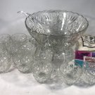26 Pc Glass Punch Bowl Set Arlington Sparkling Crystal Clear Vintage Complete