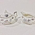 MINIATURE LEFTON CREAM AND SUGAR SET White With Silver Accents