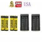 18650 Battery 4pcs 9900mAh 3.7V Li-ion Rechargeable Battery + 2pcs 18650 Charge