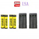4pcs 18650 3.7V 9900mAh Rechargeable Li-ion Battery 2pcs Charger For Flashlight