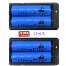 UltraFire 4pcs 18650 3.7V  Rechargeable Li-Ion Batteries 2pcs 18650 Charger