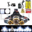 30000 Lumens Headlamp Zoom CREE XM-L 3X T6 LED Headlight Flashlight Torch Lamp