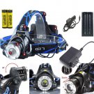 Tactical 20000Lumens LED Headlamp CREE LED T6 Headlight Lamp+2x 18650+3x Charger