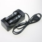 Black 2pcs 18650 3000mAh 3.7V Li-ion Rechargeable 18650 Battery+1x18650 Charger