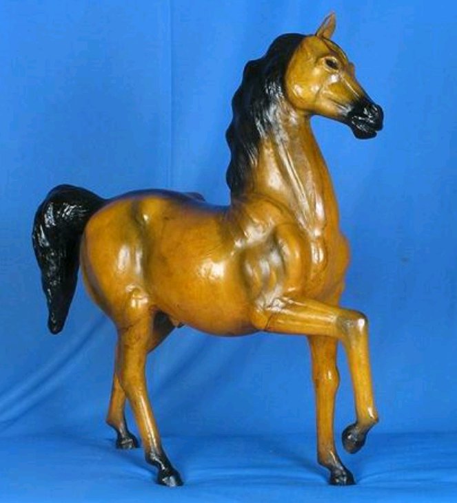 Stunning Hand Painted Leather Horse - Home Decor Statute 48 Inch