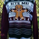 Ugly Christmas Sweater Size XL Gingerbread Man  Bite Me