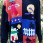 Halloween Ugly Sweater Pullover Knit Ghost Black Cat Spider Bat L