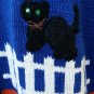 Halloween Ugly Sweater Pullover Knit Ghost Black Cat Spider Bat L
