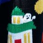 Halloween Ugly Sweater Pullover Knit Ghost Black Cat Spider Bat L