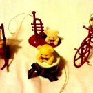 Lot Christmas Ornament Vintage Flocked Teddy Bear Avon Collection 4 Red metal