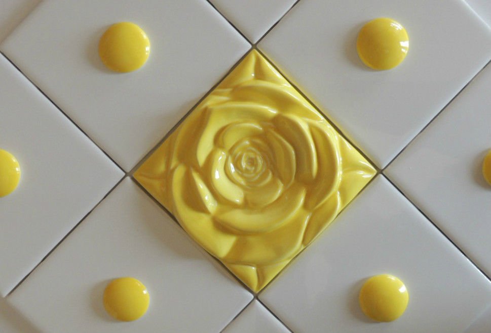 Rose Tile - Arts & Craft - Home Decor Wall art Yellow Tile kitchen Backsplash
