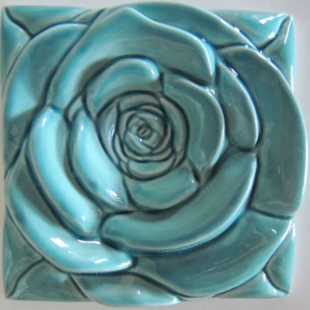 The Turquoise Rose Tile - Home Decor Turquoise Wall Decor Turquoise Roses Accent