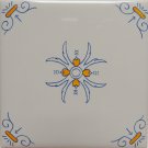 Delft Tiles Oxen Corners in Blue and Yellow & Heart Flower Center  Kitchen/Bath