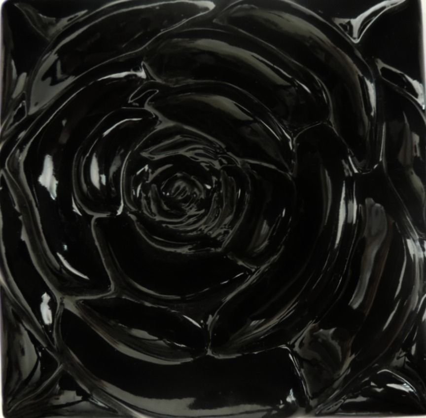 The Black Rose -Kitchen Backsplash Tile--Stone Tile Inserts-Sculpture-Wall Art