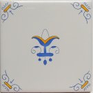 Delft Tiles Oxen Corners in Blue and Yellow with Lilly center  Kitchen/bath