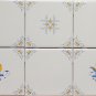 Delft Tiles Oxen Corners in Blue and Yellow with Lilly center Kitchen/bath