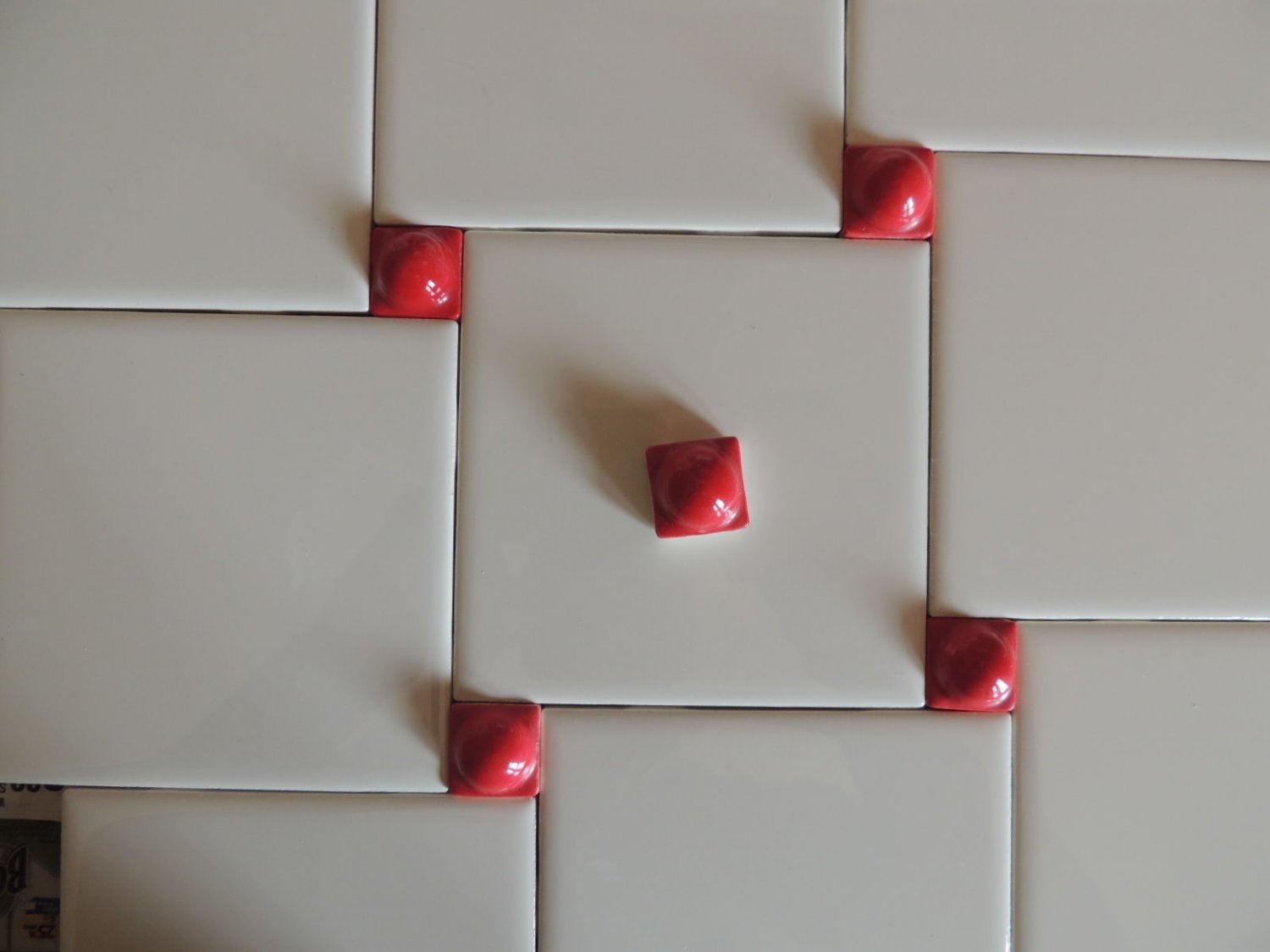 DECOR TILES-Red Round Dots-Inserts (5) Home Decor- Backsplash-Mosaic Red Tiles