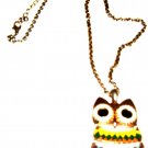 WOMEN'S COLOR MOVABLE OWL PENDENT & CHAIN