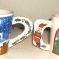 2 CHRISTMAS  DETAIL HANDLE MUGS