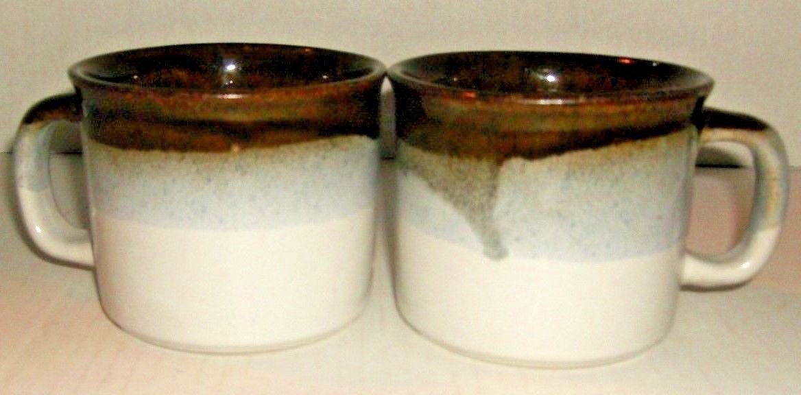 2 NEW BROWN/GRAY/WHITE MUGS