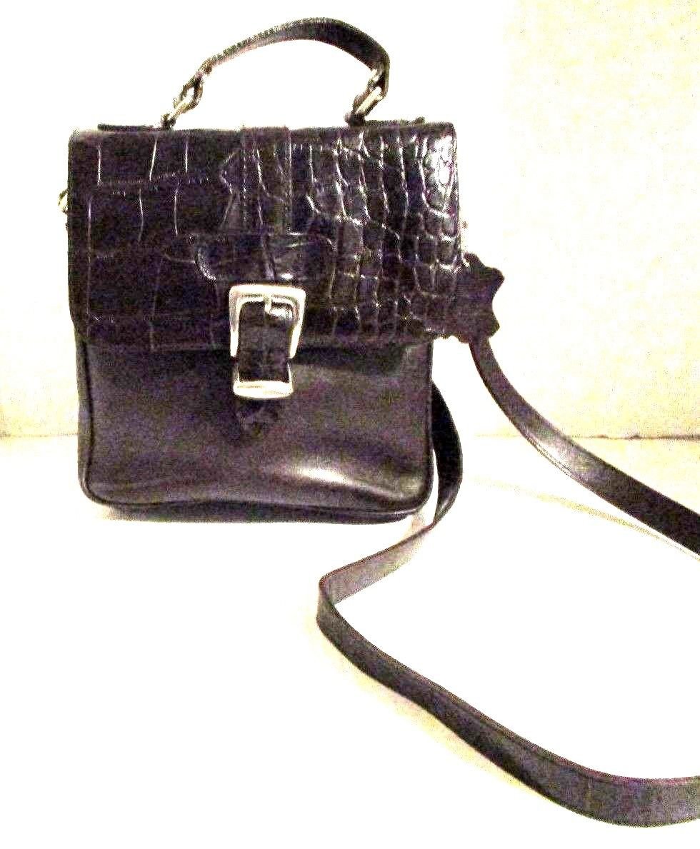 DILLARDS BROWN LEATHER FOOTED HANDBAG SIZE M