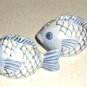 BLUE WHITE HAND PAINTED FISH SALT /PEPPER SHAKERS