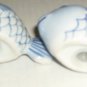 BLUE WHITE HAND PAINTED FISH SALT /PEPPER SHAKERS