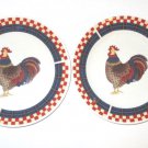 2 MAJESTICWARE BY ONEIDA STONEWARE CALICO ROOSTER DESSERT PLATES