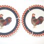 2 MAJESTICWARE BY ONEIDA STONEWARE CALICO ROOSTER DESSERT PLATES